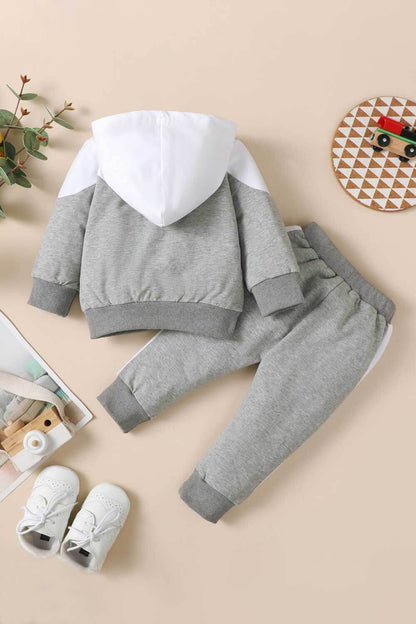 Baby Color Block Hoodie and Joggers Set