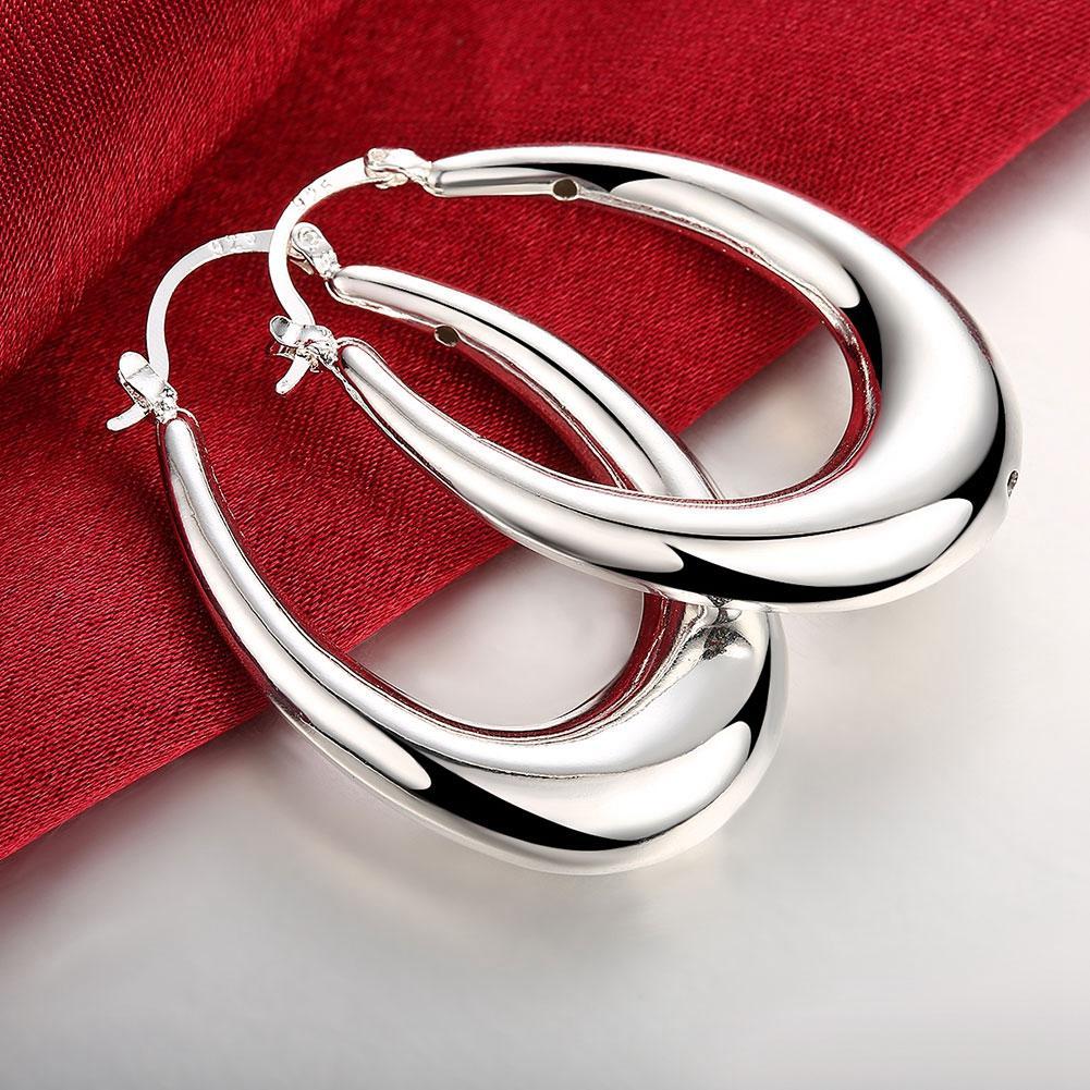 47mm Thick Cut Hoop Earring in 18K White Gold Plated