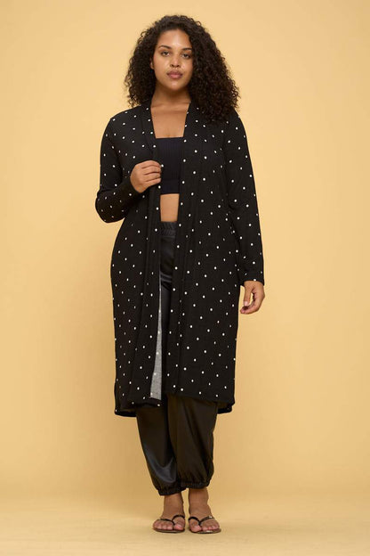 Polka Dot Open Front Cardigan