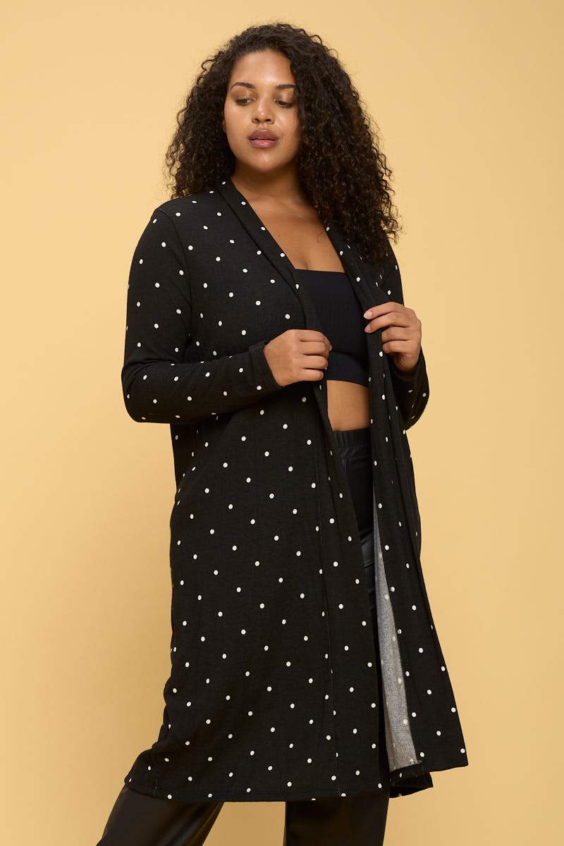 Polka Dot Open Front Cardigan