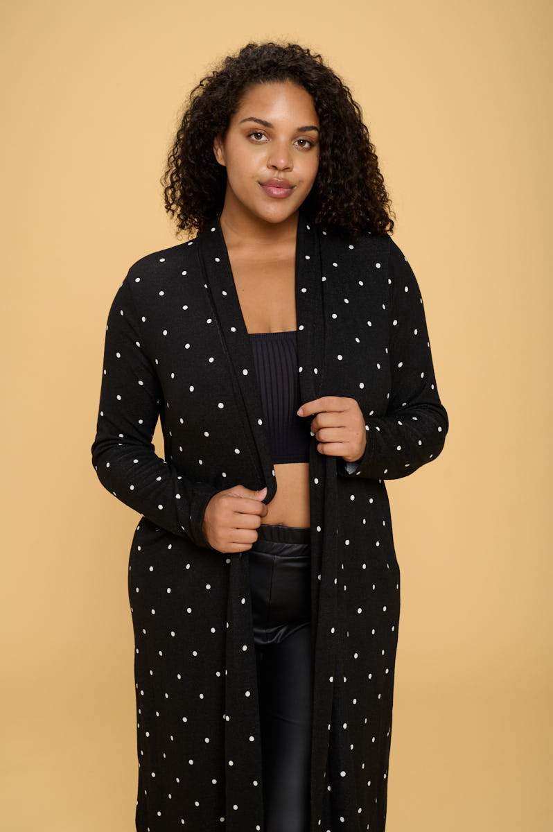 Polka Dot Open Front Cardigan