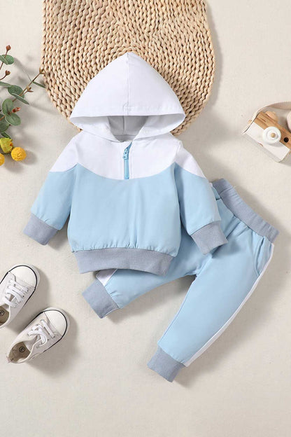 Baby Color Block Hoodie and Joggers Set