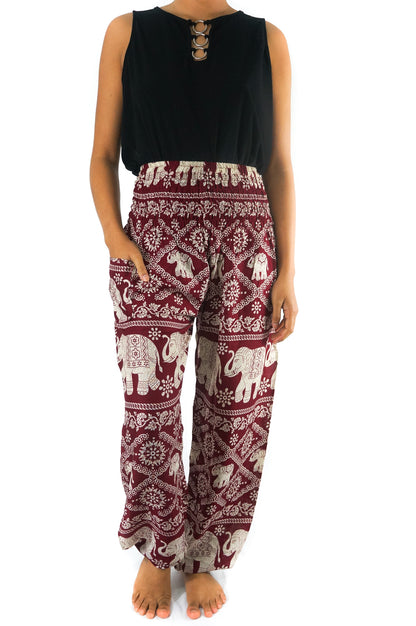 Burgundy ELEPHANT Pants Women Boho Pants Hippie Pants Yoga