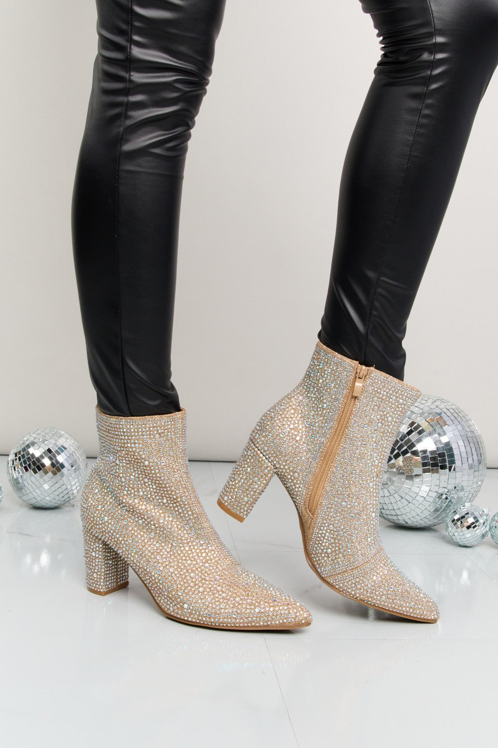 Forever Link Rhinestone Pointed Toe Booties